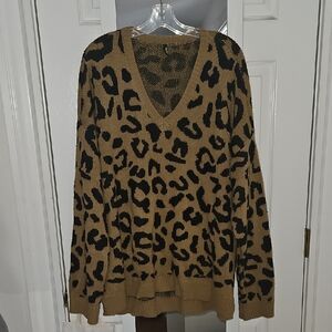 Leopard Print V-Neck Sweater